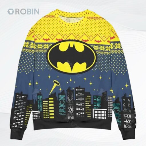 Batman Logo City Nights Ugly Christmas Sweater, Sweatshirt