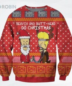 Beavis And Butt Head All Over Printed Ugly Christmas Sweater, Sweatshirt