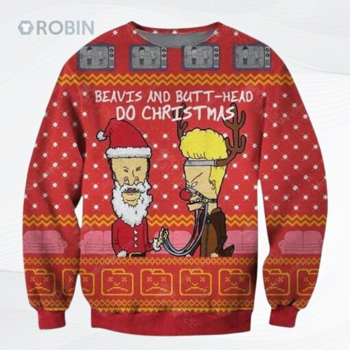 Beavis And Butt Head All Over Printed Ugly Christmas Sweater, Sweatshirt