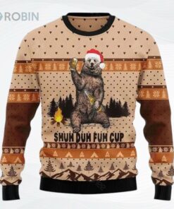 Bear Beer Campfire Shuh Christmas Ugly Christmas Sweater, Sweatshirt