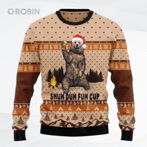 Bear Beer Campfire Shuh Christmas Ugly Christmas Sweater, Sweatshirt