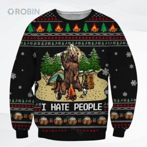 Bear Beer Camping Ugly Christmas Sweater, Sweatshirt