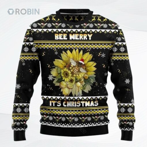 Bee Merry It Is Time Ugly Christmas Sweater