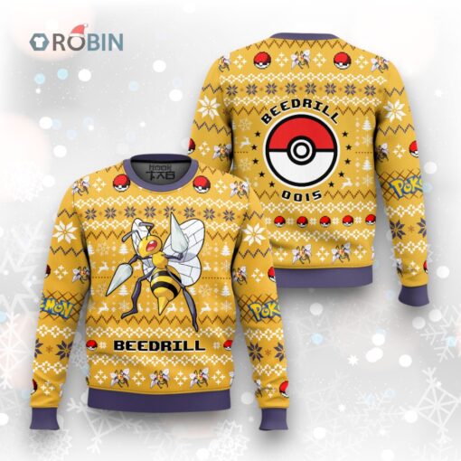 Beedrill Ugly Christmas Sweater   Pokemon Gen 1 Holiday Sweater Design