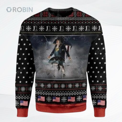 Benjamin Franklin Vs Zeus For Christmas Ugly Christmas Sweater
