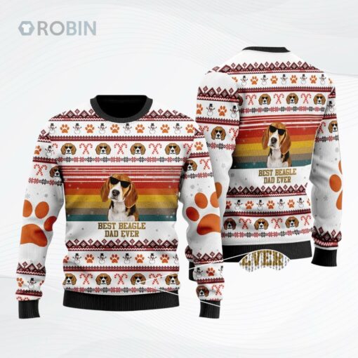 Best Beagle Dad Ever Ugly Christmas Sweater