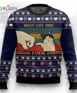 Best Cat Dad Ever Christmas Ugly Christmas Sweaters For Couples