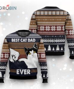 Best Cat Dad Ever Ugly Christmas Sweater