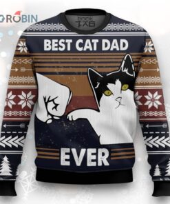 Best Cat Dad Ever Ugly Christmas Sweater