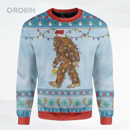 Big Foot Light Shape Christmas Ugly Christmas Sweater
