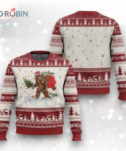 Bigfoot Christmas Tree Lights Ugly Christmas Sweater Believe Xmas Sasquatch Lovers Funny