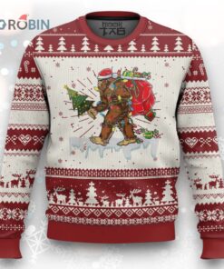 Bigfoot Christmas Tree Lights Ugly Christmas Sweater Believe Xmas Sasquatch Lovers Funny