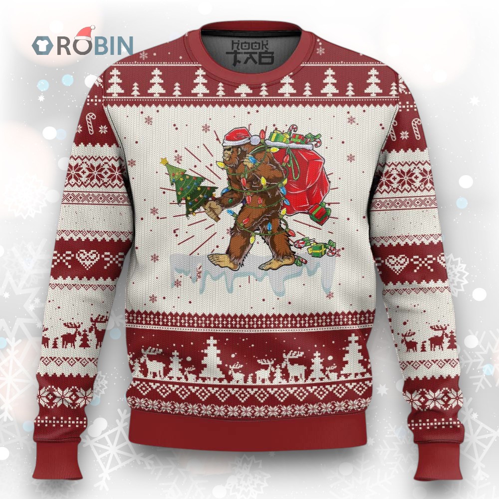 Bigfoot Christmas Tree Lights Ugly Christmas Sweater Believe Xmas Sasquatch Lovers Funny Bigfoot Christmas Tree Lights Ugly Christmas Sweater Believe Xmas Sasquatch Lovers Funny