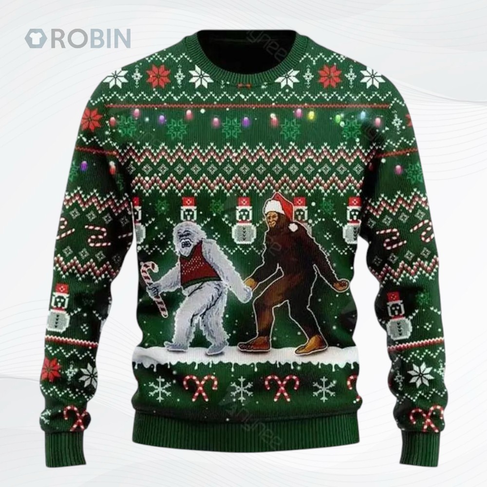 Bigfoot I Hate People Club Ugly Christmas Sweater Bigfoot I Hate People Club Ugly Christmas Sweater