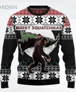 Bigfoot Merry Squatchmas Ugly Christmas Sweater, Sweatshirt