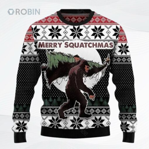 Bigfoot Merry Squatchmas Ugly Christmas Sweater, Sweatshirt