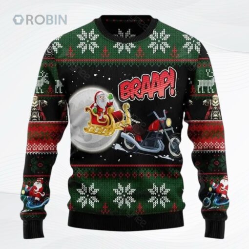 Biker Santa Xmas Ugly Christmas Sweater