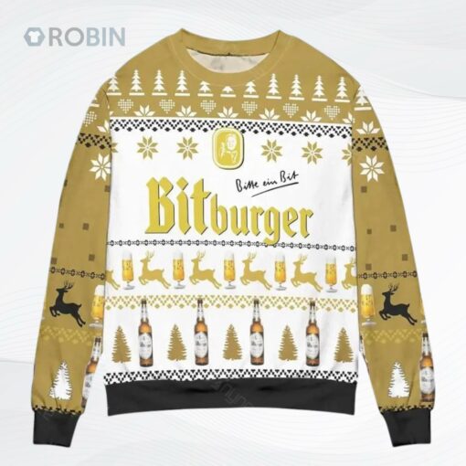 Bitburger Beer Reindeer Womens Ugly Christmas Sweater