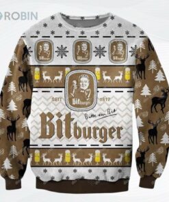 Bitburger Seit 1817 Deer All Over Printed Ugly Christmas Sweater, Sweatshirt