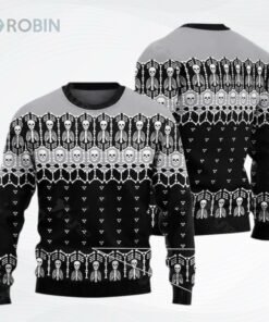Black And White Skeleton Womens Ugly Christmas Sweater, Sweatshirt