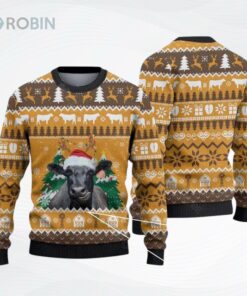Black Angus Cattle Lovers Christmas On The Farm Ugly Christmas Sweater