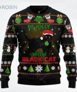 Black Cat Be Jolly Ugly Christmas Sweater
