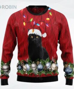 Black Cat Christmas Beauty Ugly Christmas Sweater