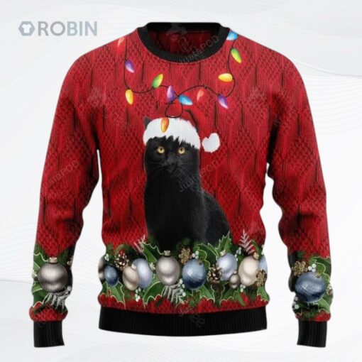 Black Cat Christmas Beauty Ugly Christmas Sweater