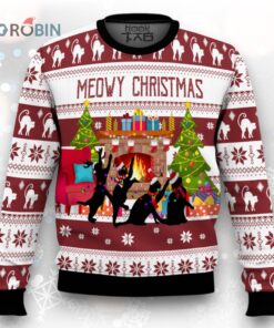Black Cat Christmas Dancing Ugly Christmas Sweater