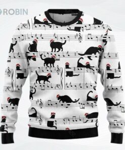 Black Cat Christmas Music Ugly Christmas Sweater