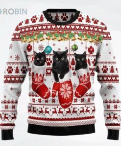 Black Cat Gloves Christmas Ugly Christmas Sweater