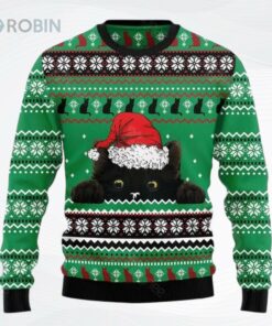 Black Cat Hide Ugly Christmas Sweater, Sweatshirt