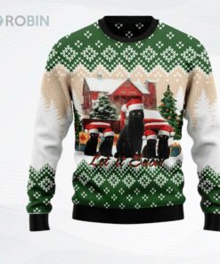 Black Cat Let It Snow Christmas Ugly Christmas Sweater, Sweatshirt