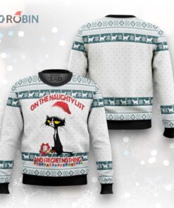 Black Cat Naughty List Ugly Christmas Sweater