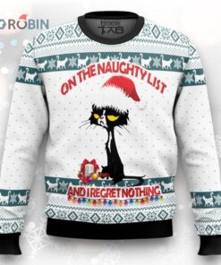 Black Cat Naughty List Ugly Christmas Sweater Black Cat Naughty List Ugly Christmas Sweater