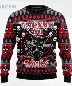 Black Cat Spooky Halloween Ugly Christmas Sweater, Sweatshirt Black Cat Spooky Halloween Ugly Christmas Sweater, Sweatshirt