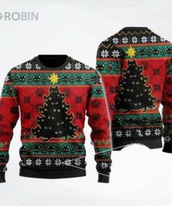 Black Cat Tree Ugly Christmas Sweater, Sweatshirt