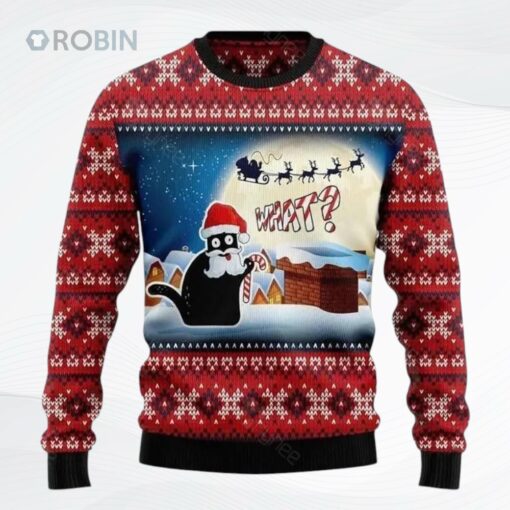 Black Cat What Chimney Ugly Christmas Sweater