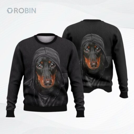 Black Dachshund Ugly Christmas Sweater