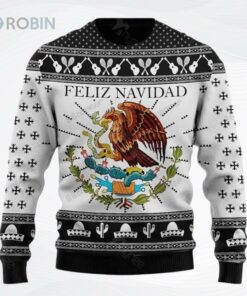 Black Feliz Navidad Mexican All Over Printed Ugly Christmas Sweater