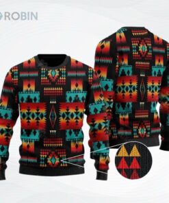 Black Native Tribes Pattern Womens Ugly Christmas Sweater