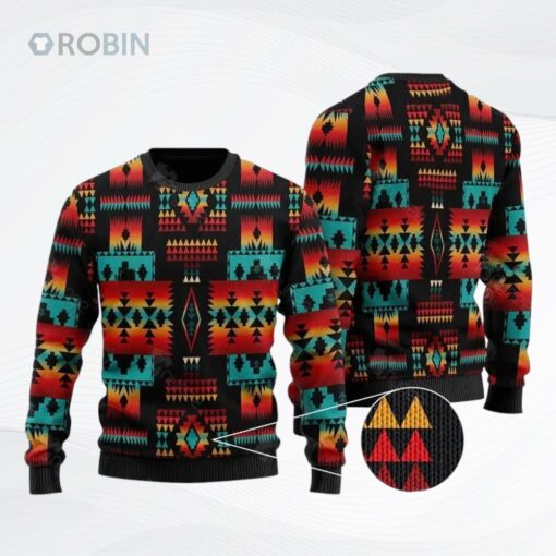 Black Native Tribes Pattern Womens Ugly Christmas Sweater