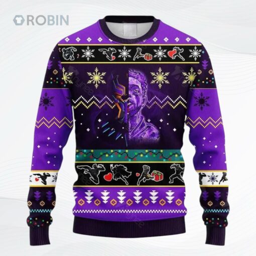 Black Panther Pupple All Over Printed Ugly Christmas Sweater, Sweatshirt