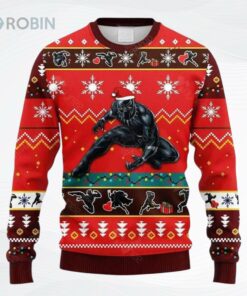 Black Panther Red Brown Ugly Christmas Sweater, Sweatshirt