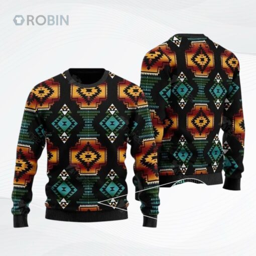 Black Patterns Ugly Christmas Sweater, Sweatshirt