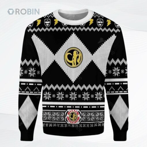 Black Power Ranger Ugly Christmas Sweater, Sweatshirt