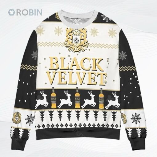 Black Velvet Canadian Whisky Logo Christmas All Over Printed Ugly Christmas Sweater, Sweatshirt