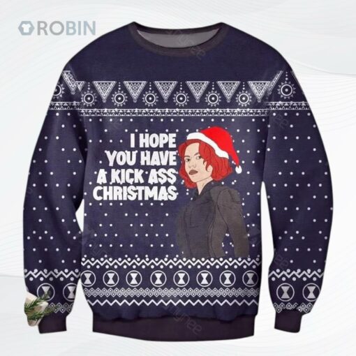 Black Widow I Hope You Have A Kick Ass Christmas Marvel Ugly Christmas Sweater, Sweatshirt