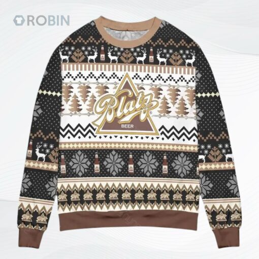 Blatz Beer Logo Snowflakes All Over Printed Ugly Christmas Sweater