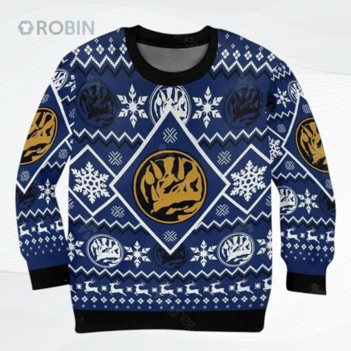 Blue Mighty Morphin Power Ranger Ugly Christmas Sweater